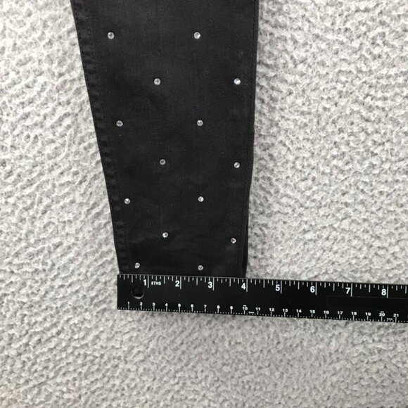 GRLFRND Womens Size 23 KENDALL Black Denim w/ Rhinestones High Rise Skinny Jeans - Picture 15 of 16